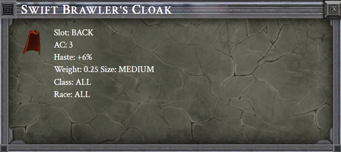 SWIFT BRAWLER'S CLOAK item card
